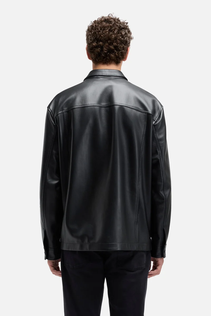 Leather Overshirt in Black