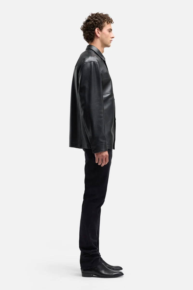 Leather Overshirt in Black