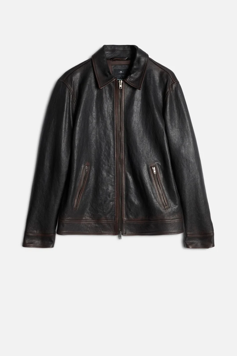 Leather Harrington Jacket in Vintage Leather