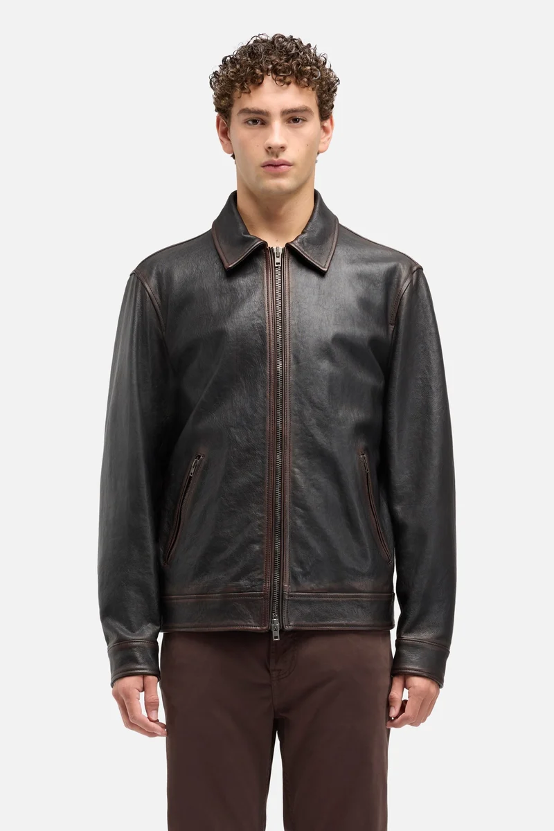 Leather Harrington Jacket in Vintage Leather