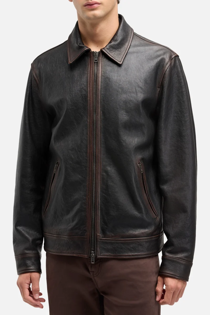 Leather Harrington Jacket in Vintage Leather