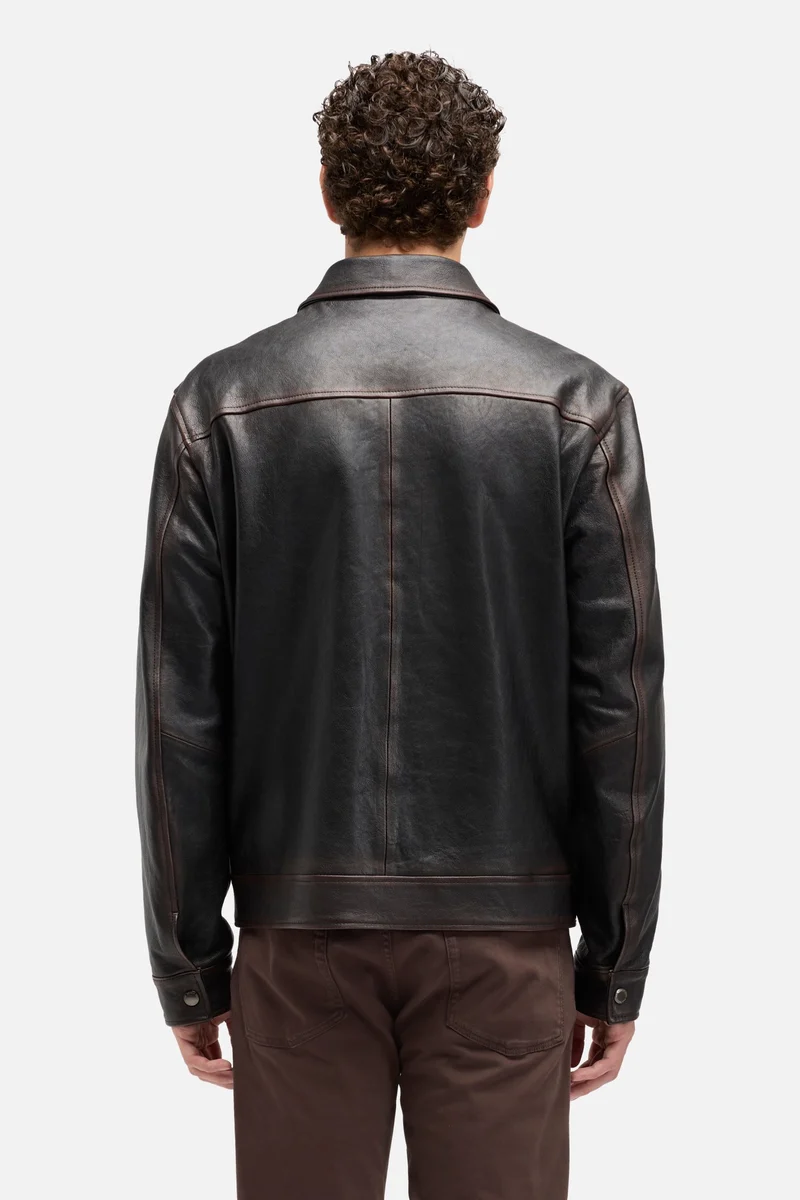 Leather Harrington Jacket in Vintage Leather