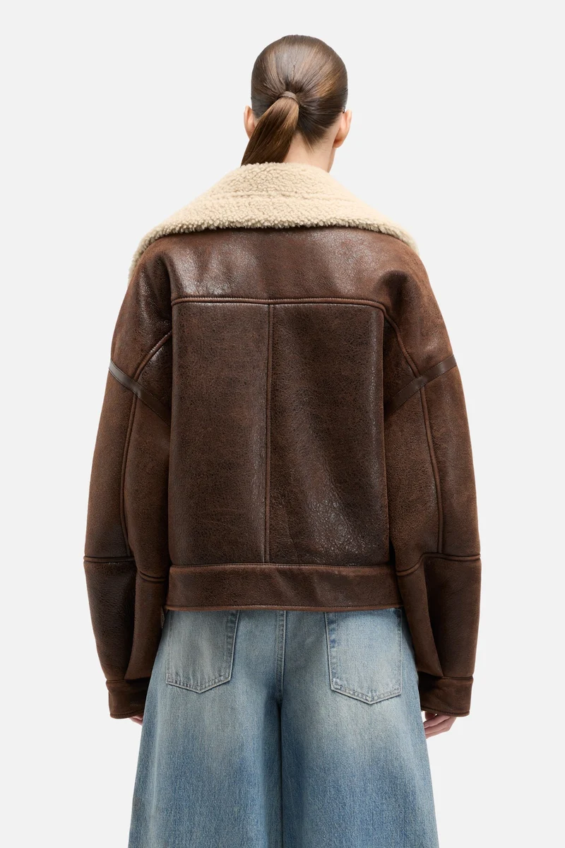 Leather Shearling Jacket in Brown