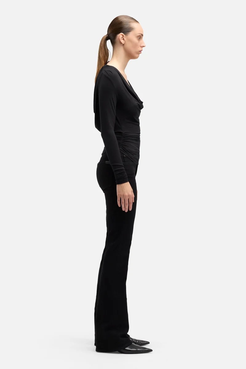 Long Sleeve Draped Top in Black