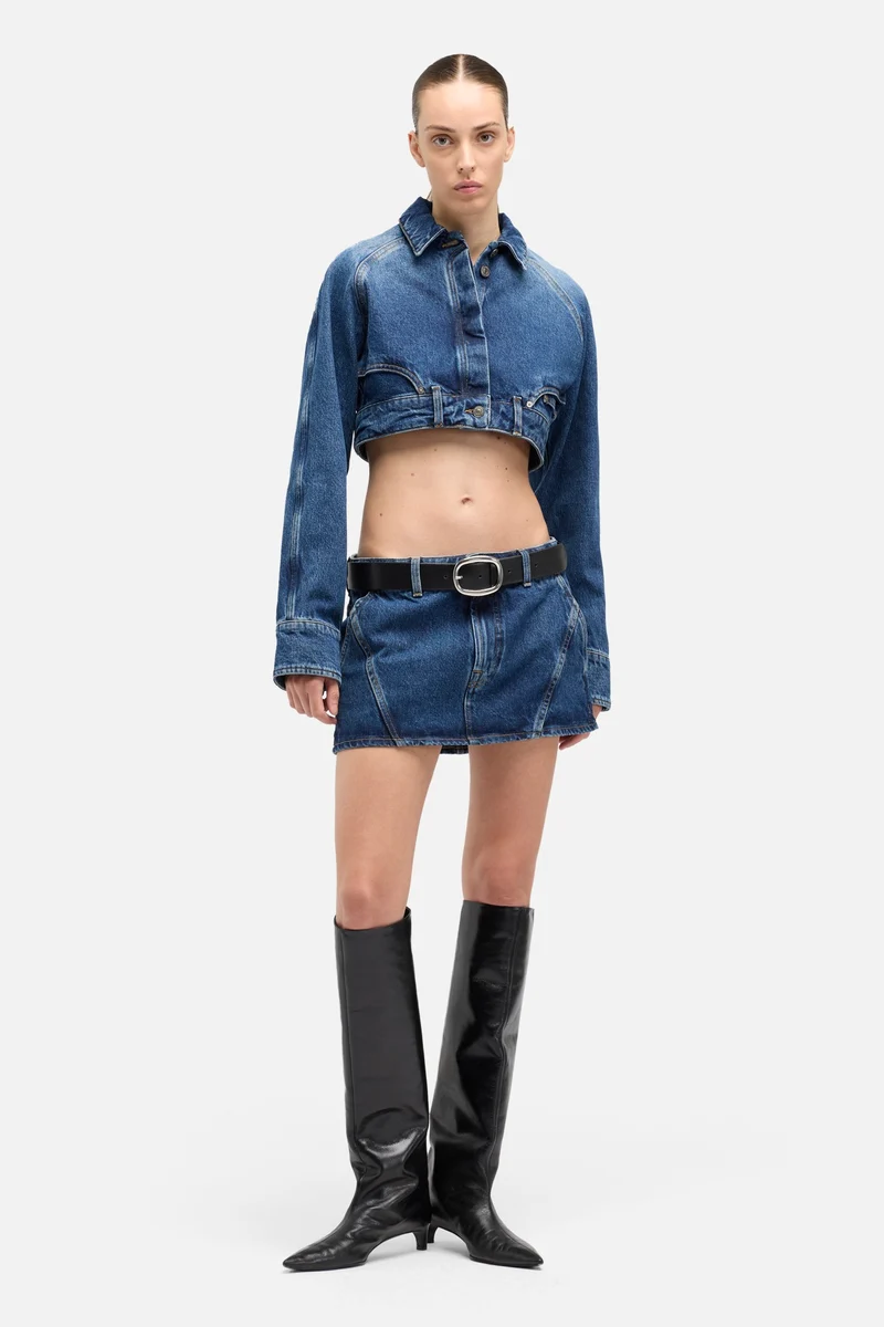 Denim Cropped Jacket in Waivy