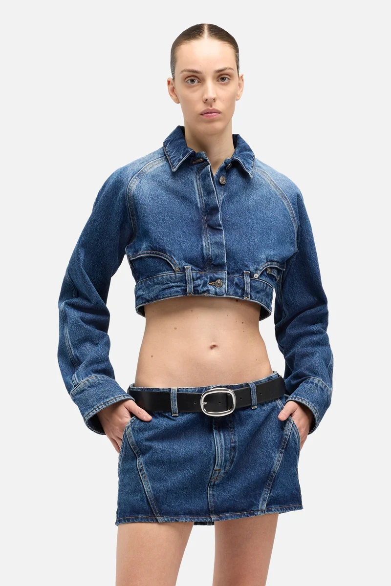Denim Cropped Jacket in Waivy