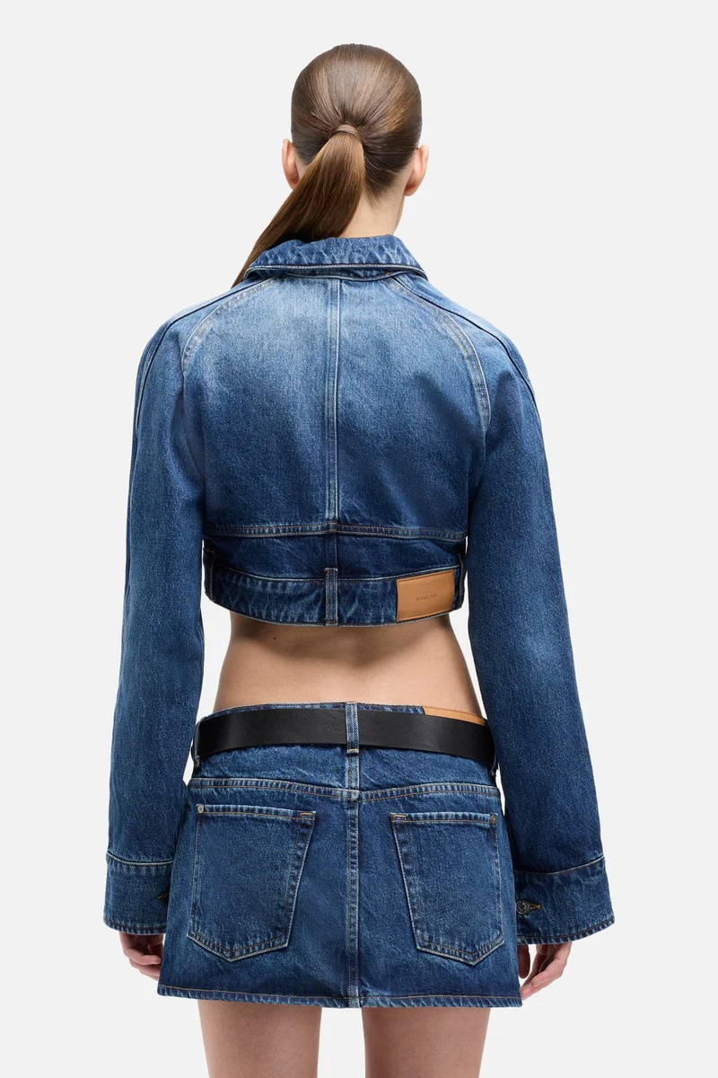 Denim Cropped Jacket in Waivy