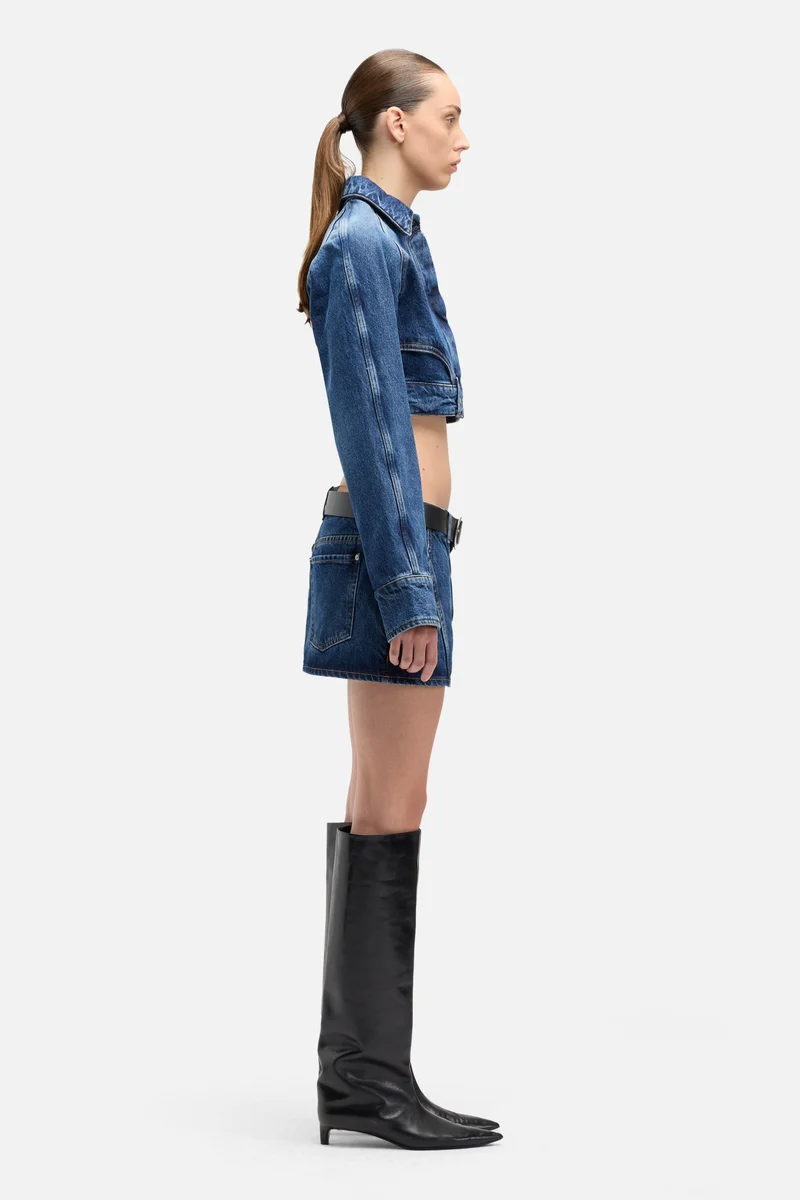Denim Cropped Jacket in Waivy