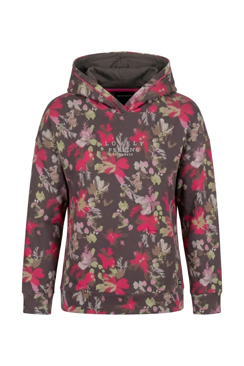 SOQUESTO Damen Hoodie floraler Print