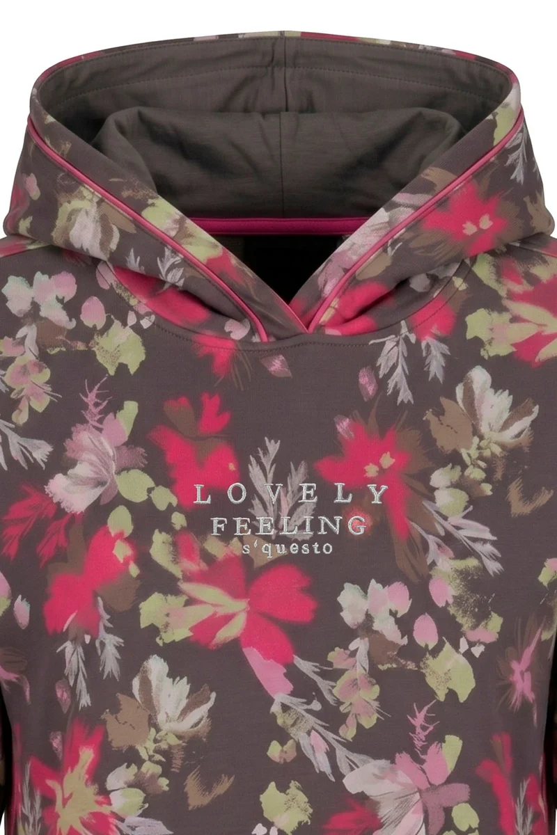 SOQUESTO Damen Hoodie floraler Print
