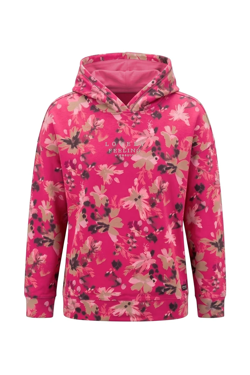 SOQUESTO Damen Hoodie floraler Print