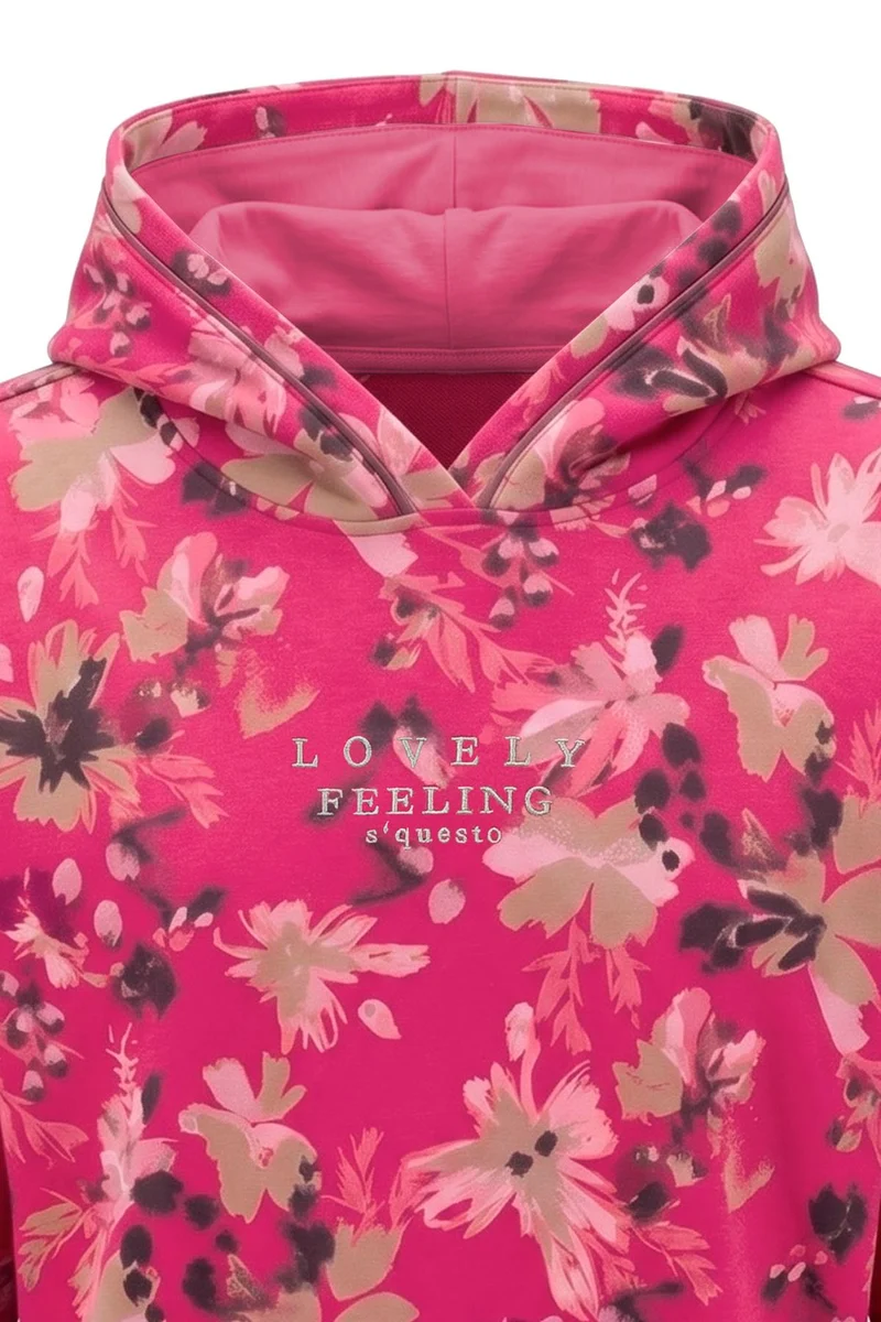 SOQUESTO Damen Hoodie floraler Print