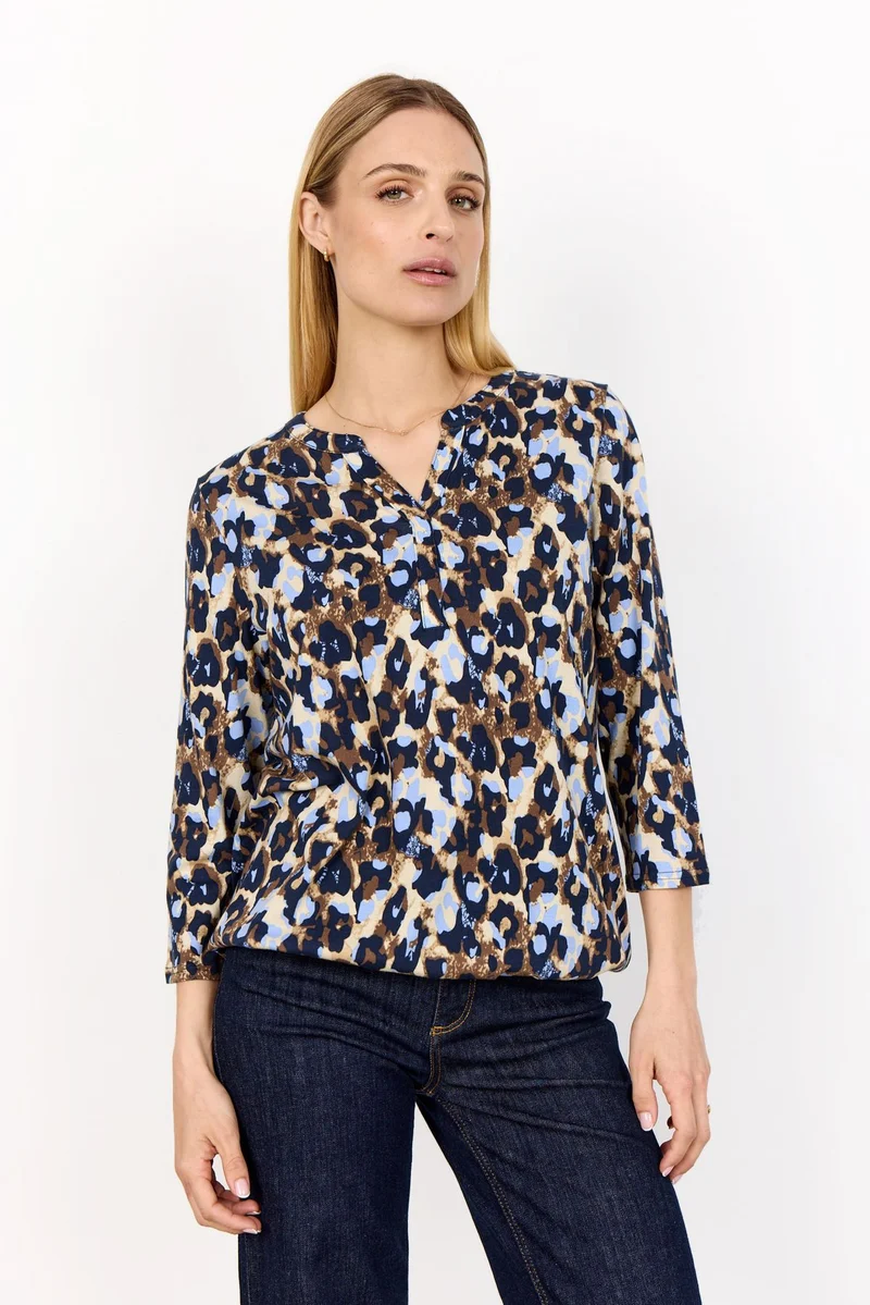 Soyaconcept Damen Bluse mit Tierprint
