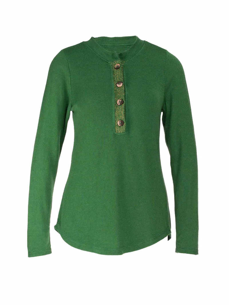 Splash of Color Strick Shirt Knopfleiste