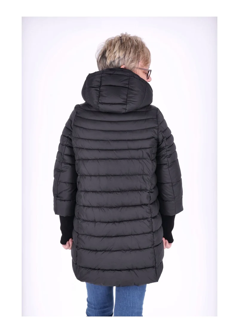 Damen Steppjacke mit Strickbündchen in Schwarz