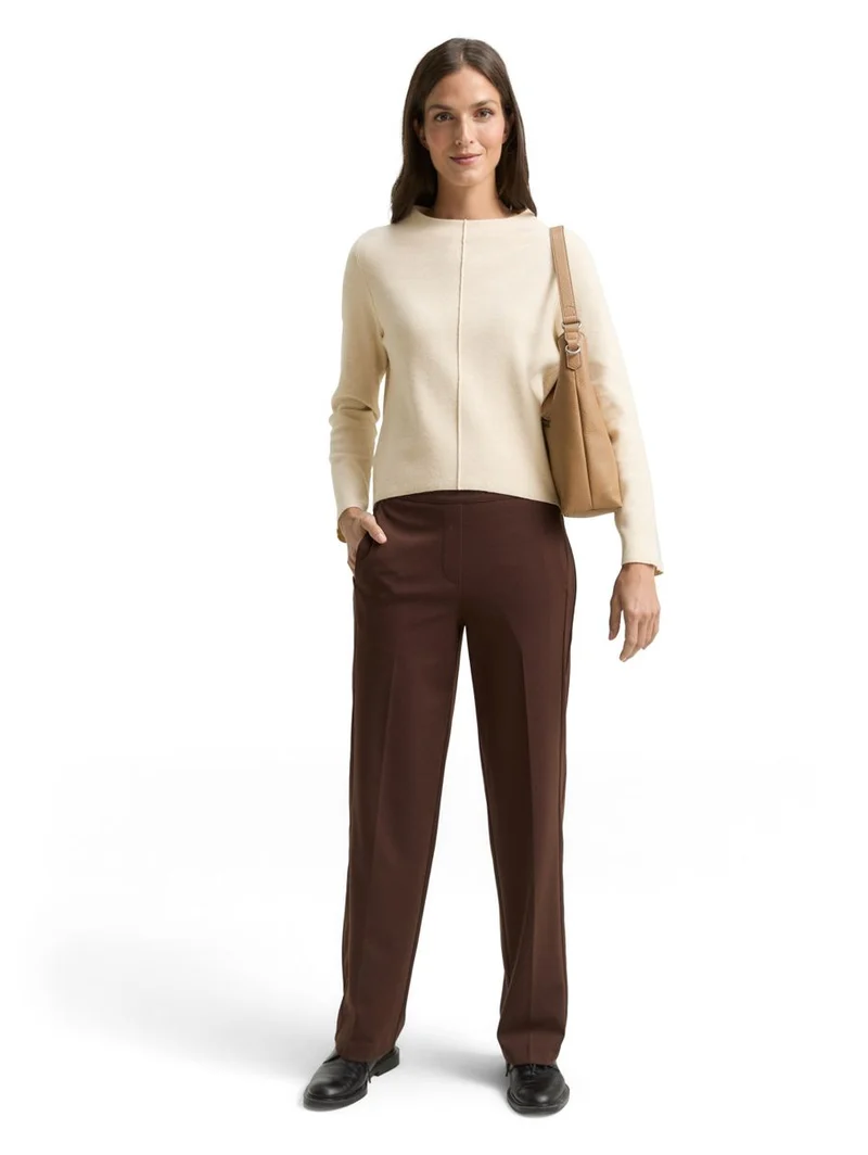 Cropped Strickpullover mit Stehkragen