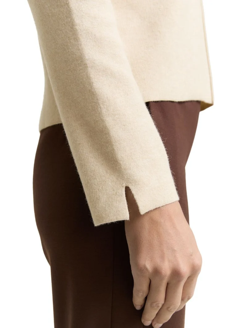 Cropped Strickpullover mit Stehkragen