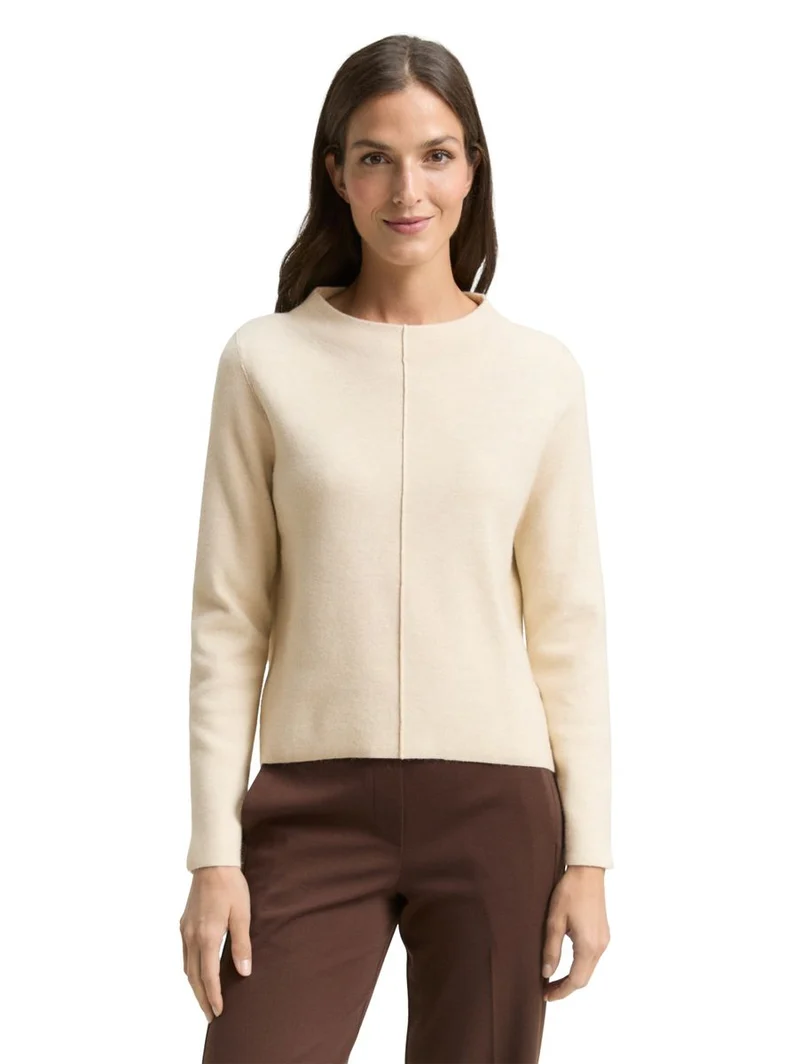 Cropped Strickpullover mit Stehkragen