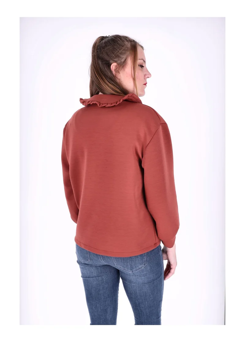 Splash of Color Damen Poloshirt Rüschenkragen