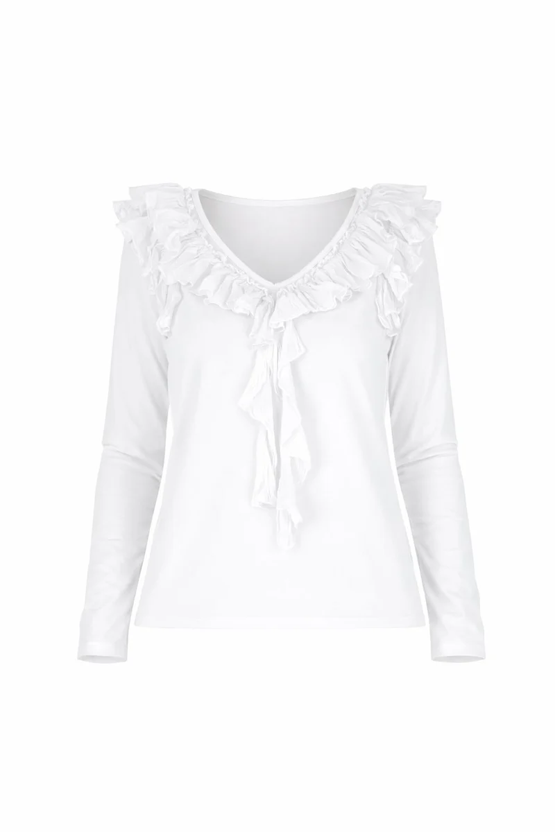 Splash of Color Damen Shirt mit Rüschen