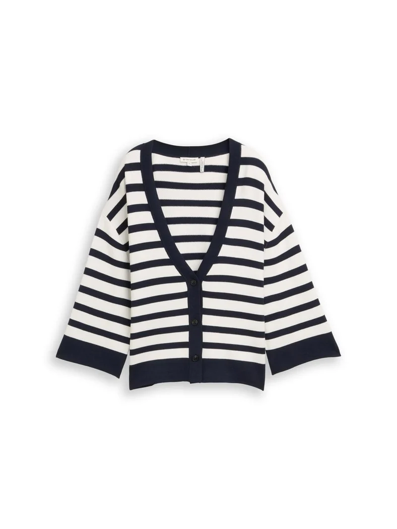 Loose Fit Cardigan mit Streifenmuster