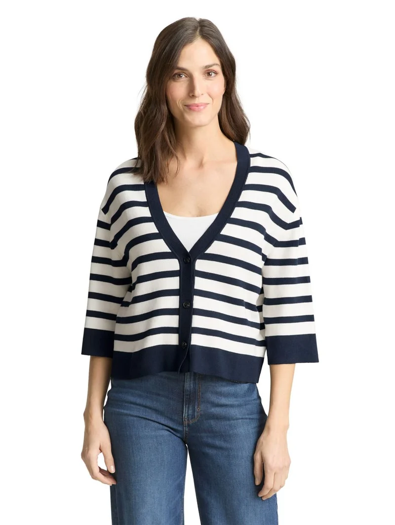 Loose Fit Cardigan mit Streifenmuster