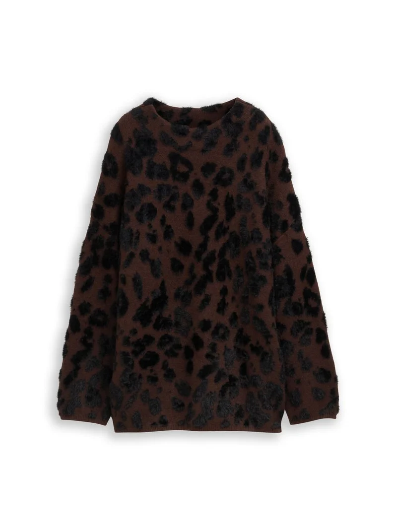 Oversize Strickpullover mit Leo-Muster