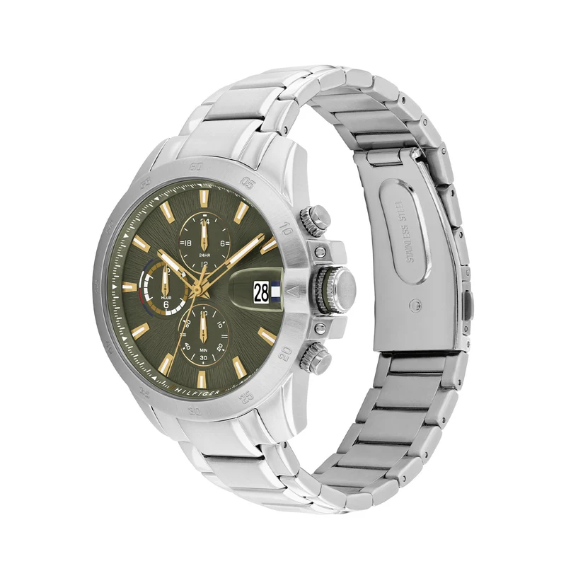 Tommy Hilfiger Jameson Silberne Und Grüne Herrenuhr TH1792197