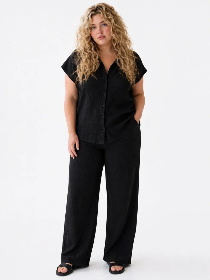 Authentic Style Damenhose Crinkle Optik