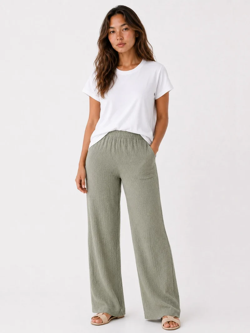 Authentic Style Damenhose Crinkle Optik