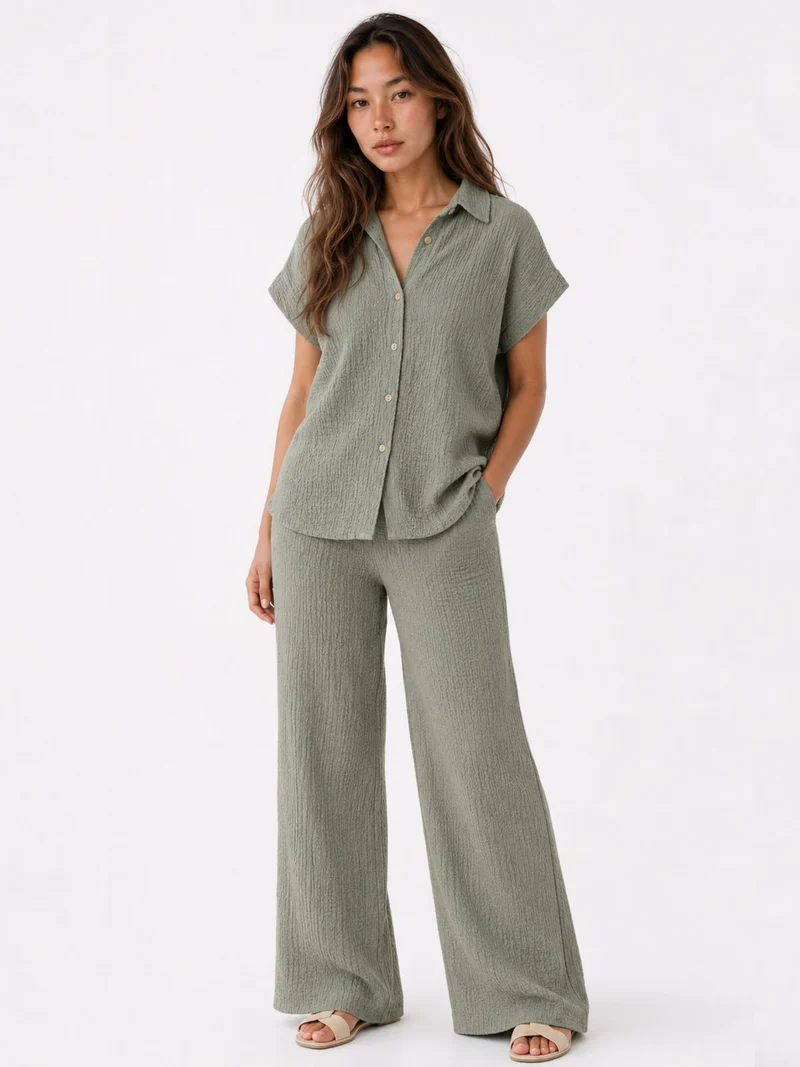 Authentic Style Damenhose Crinkle Optik