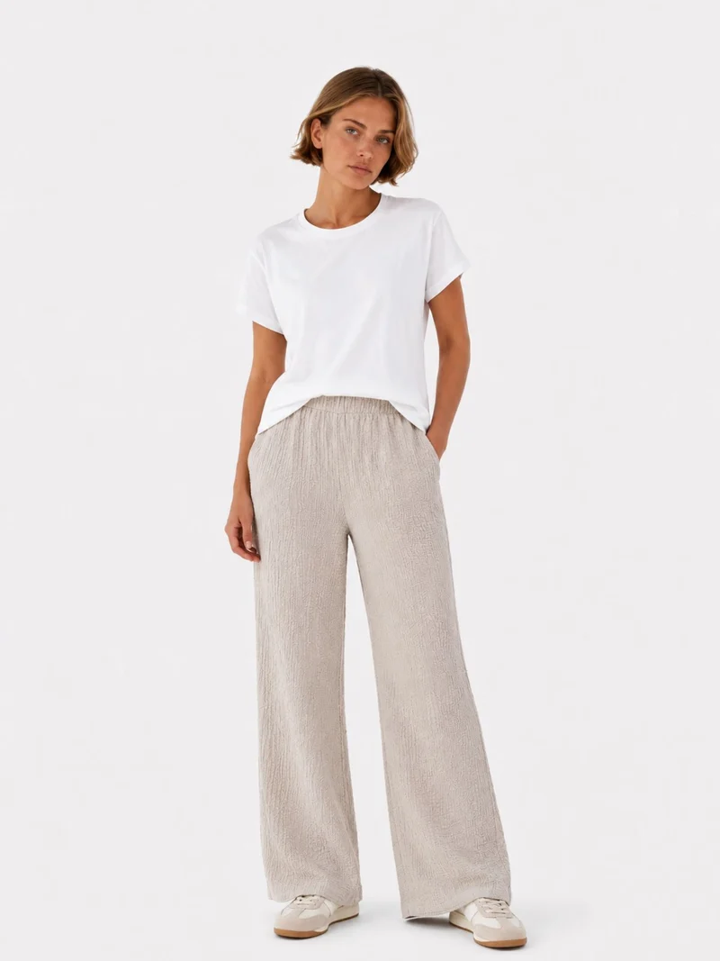 Authentic Style Damenhose Crinkle Optik