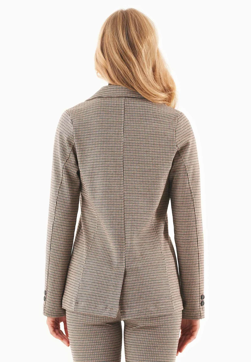 Blazer aus Bio-Baumwolle-Mix mit Hahnentrittmuster