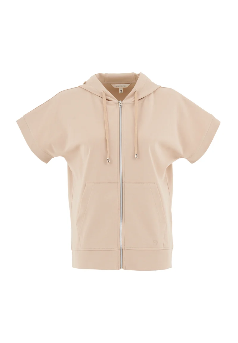 Leichte Full-Zip Kurzarm-Hoodie aus Bio-Baumwolle