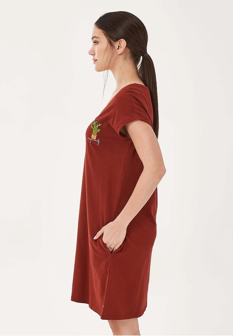 Slub-Jersey-Kleid aus Bio-Baumwolle mit Stickerei