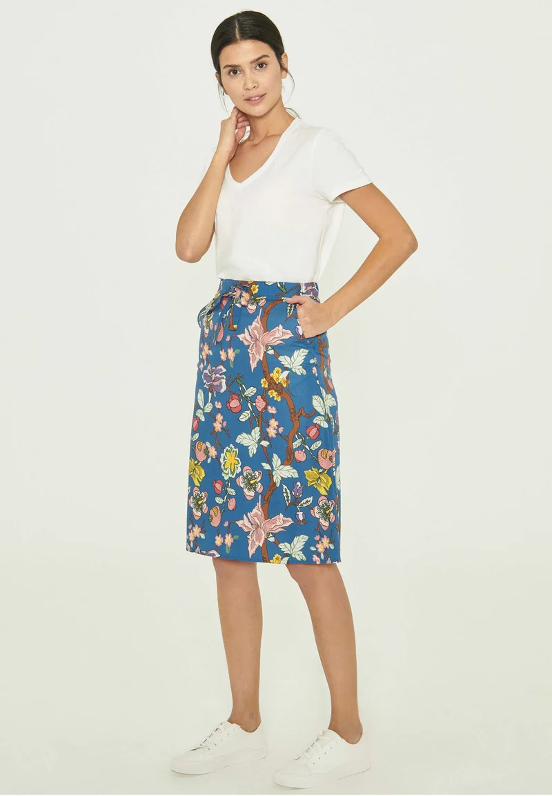 Midirock aus TENCEL™ Lyocell mit Allover-Print