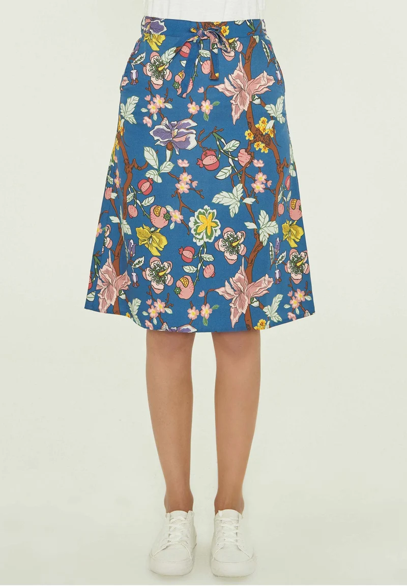 Midirock aus TENCEL™ Lyocell mit Allover-Print