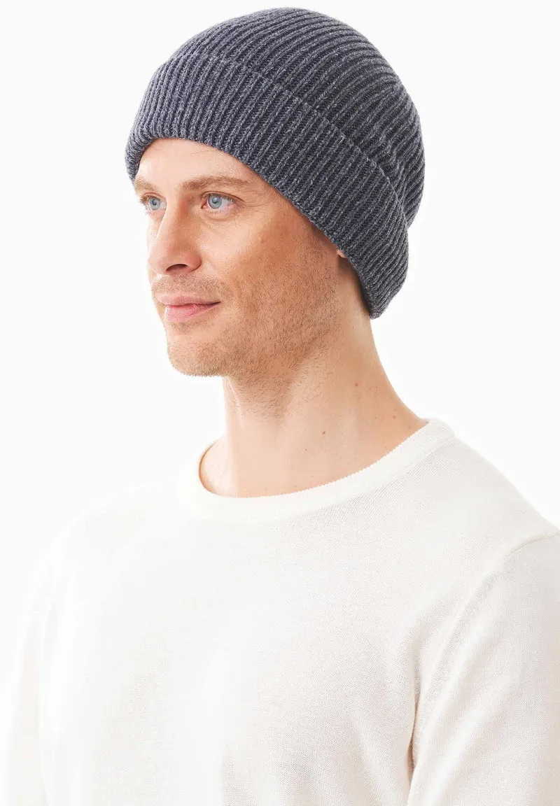 Unisex Strick-Beanie aus Bio-Merinowolle und Bio-Baumwolle