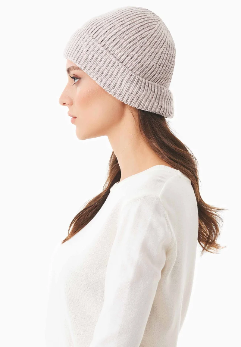 Unisex Strick-Beanie aus Bio-Merinowolle und Bio-Baumwolle