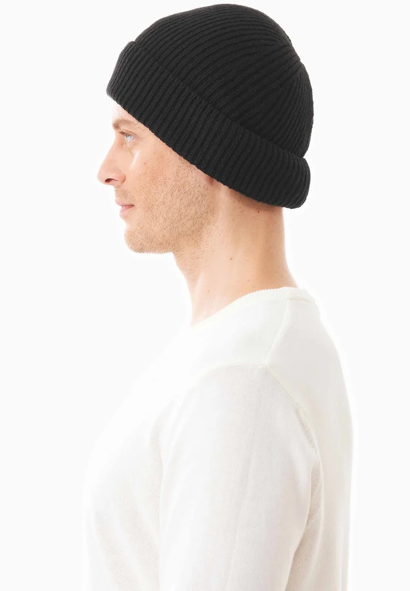 Unisex Strick-Beanie aus Bio-Merinowolle und Bio-Baumwolle