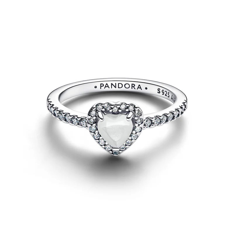 Pandora Timeless 925 Sterling Silver Elevated White Heart Ring 198421C11-50