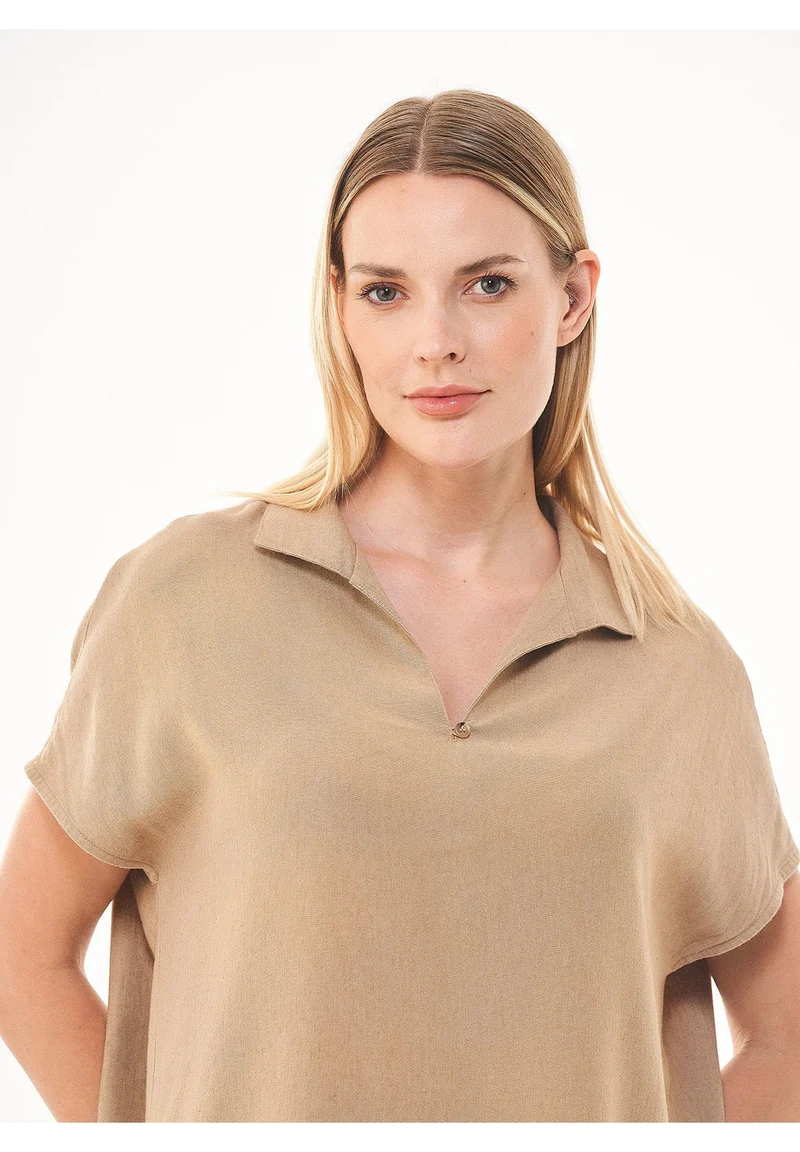 Bluse aus LENZING™ ECOVERO™ und Leinen