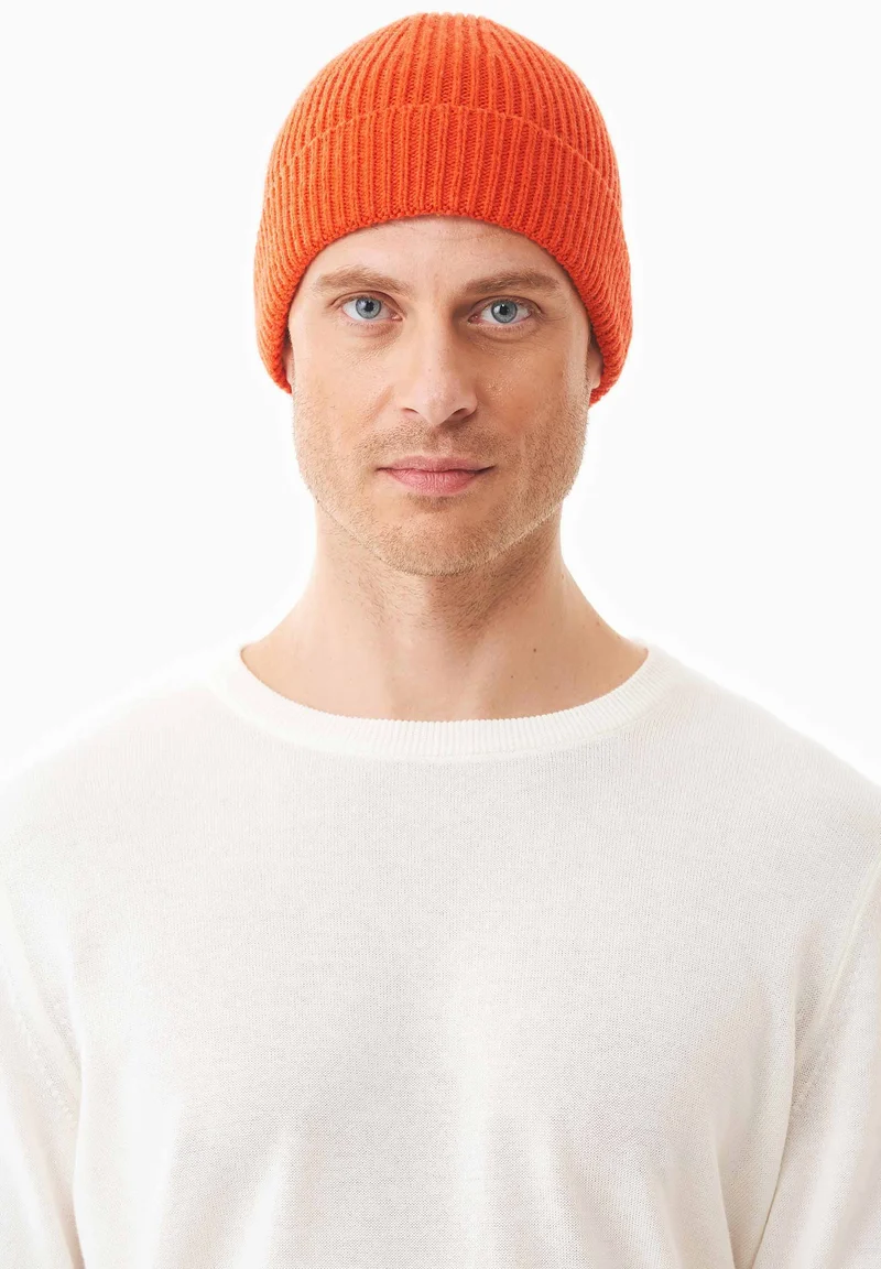 Unisex Strick-Beanie aus Bio-Merinowolle und Bio-Baumwolle