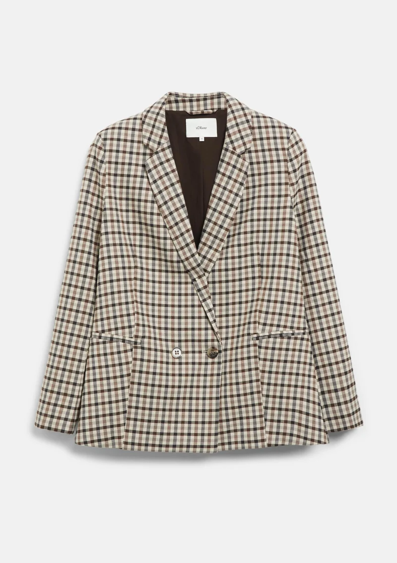 s.Oliver - Lässiger Check Blazer - Farbe: Beige