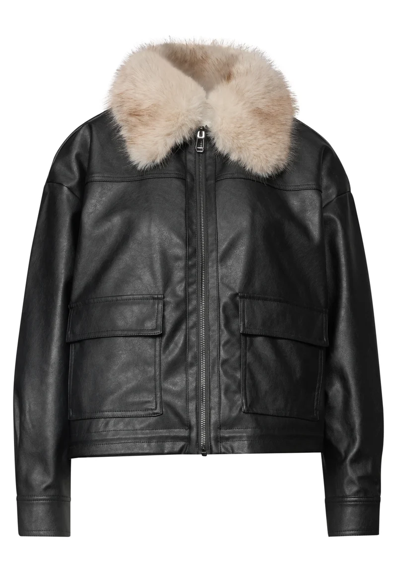 Studio PU Jkt w. Removable Fak, Black