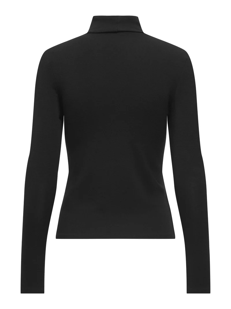 ONLGLAMOUR L/S ROLL-NECK TOP JRS NO, Black