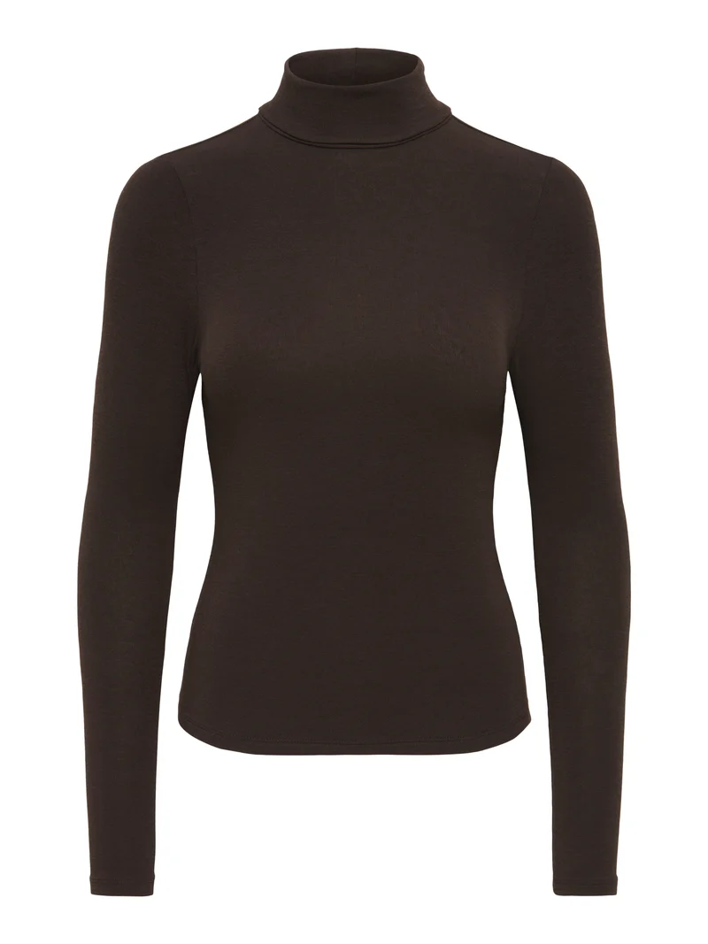 ONLGLAMOUR L/S ROLL-NECK TOP JRS NO, Black Coffee