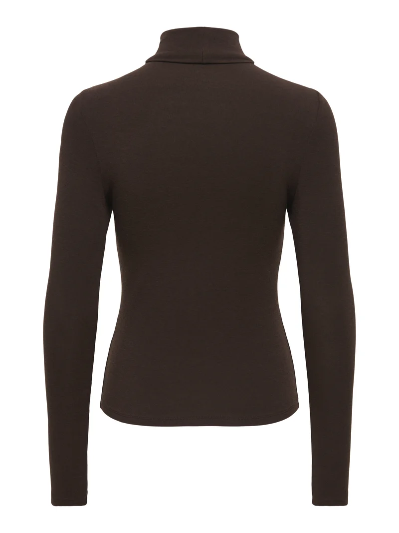 ONLGLAMOUR L/S ROLL-NECK TOP JRS NO, Black Coffee