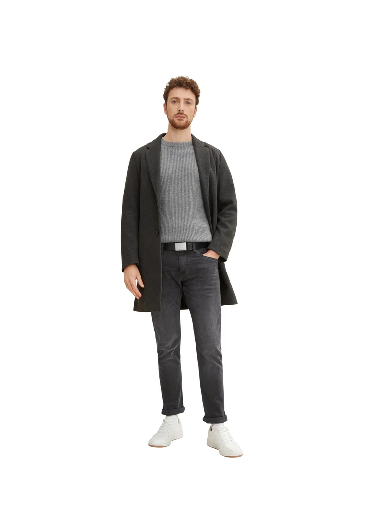 Herren Ledergürtel mit Koppelschli, black uni
