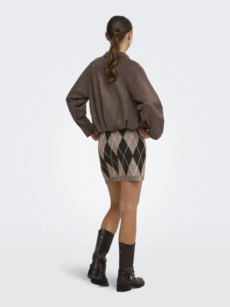 JDYBIANKA HW SKIRT KNT, Chocolate Torte/Argyle